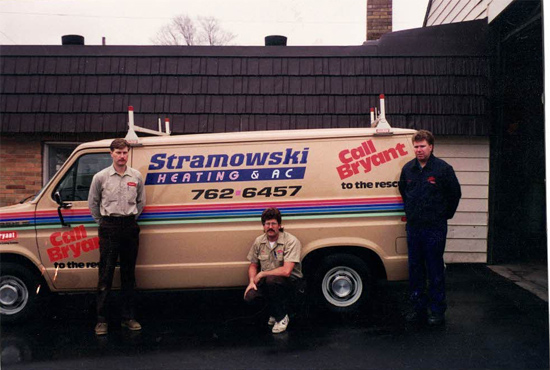A family run Bryant dealer business back in the 1980's. Standing outside of service van.